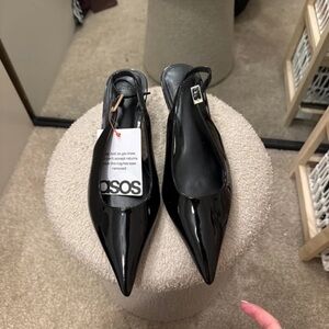 ASOS Shiny Black Slingback Heels